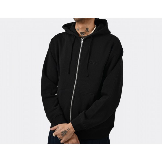 Dime Cursive Zip Hoodie Black