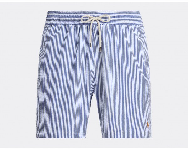Polo Ralph Lauren Traveler Mid Swim Trunk Cruise Royal Seersucker