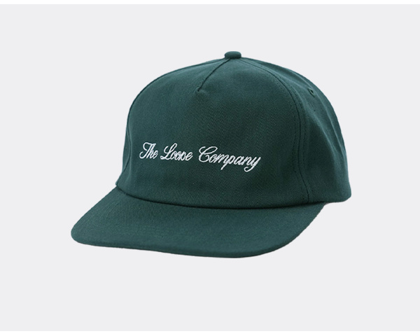 The Loose Company Script Logo 5 Panel Cap Forest Green