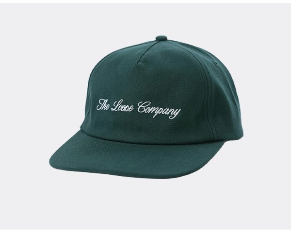 The Loose Company Script Logo 5 Panel Cap Forest Green