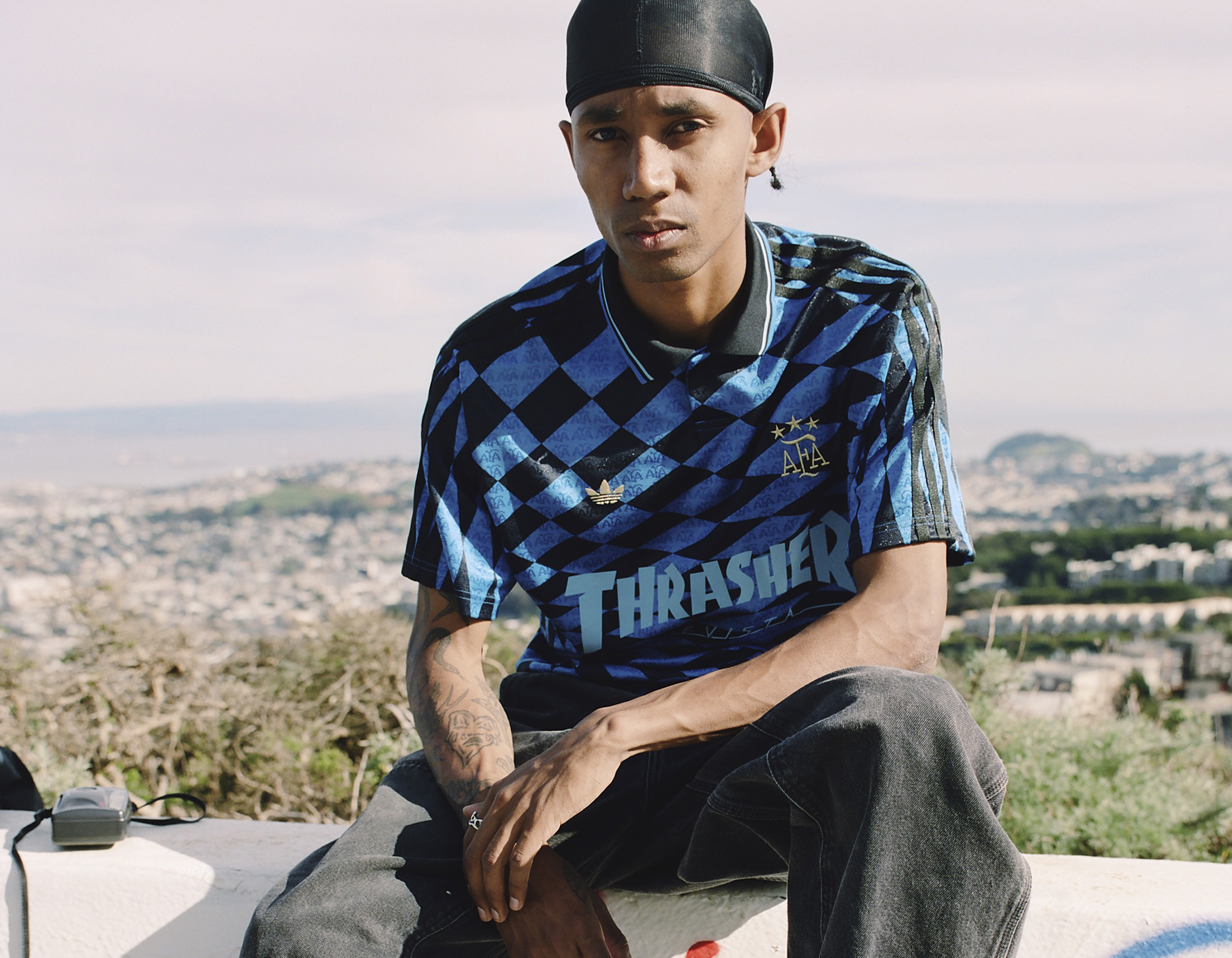 adidas Skateboarding Jersey Thrasher AFA Blue KX4551