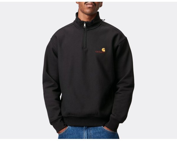 Carhartt WIP Half Zip American Script Sweatshirt Black