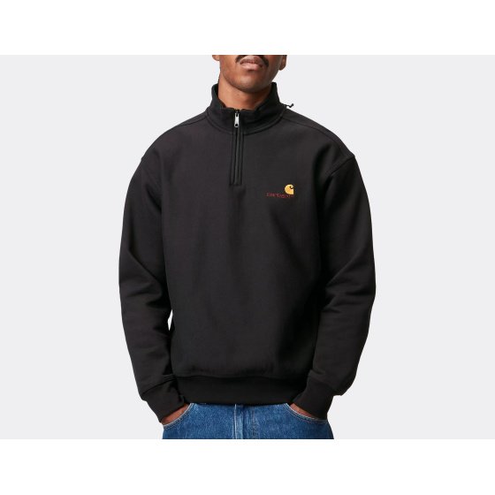 Carhartt WIP Half Zip American Script Sweatshirt Black