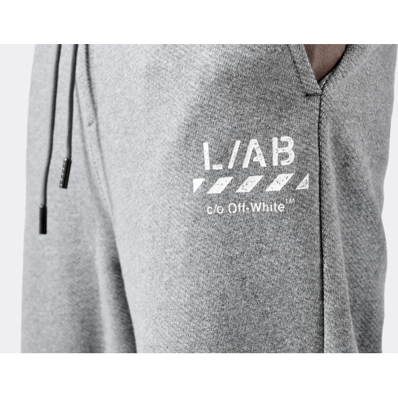 L/AB c/o Off-White Core Diagonal Fleece Sweatpants Heather Grey