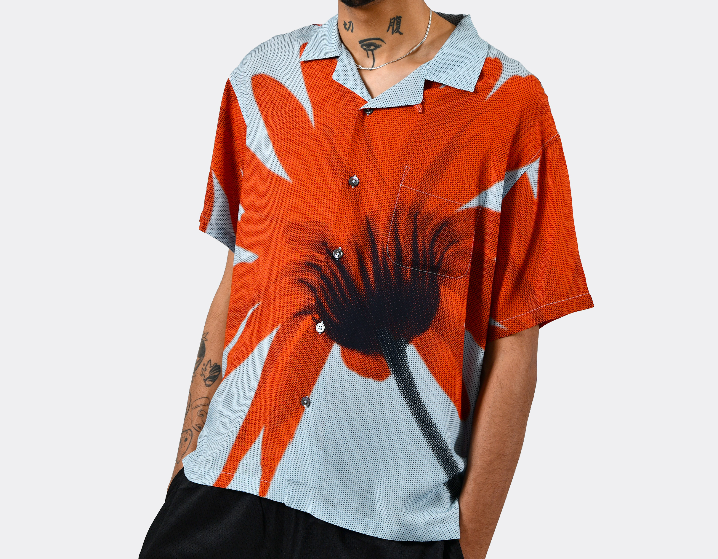 Stussy Halftone Flower Shirt Light Blue 