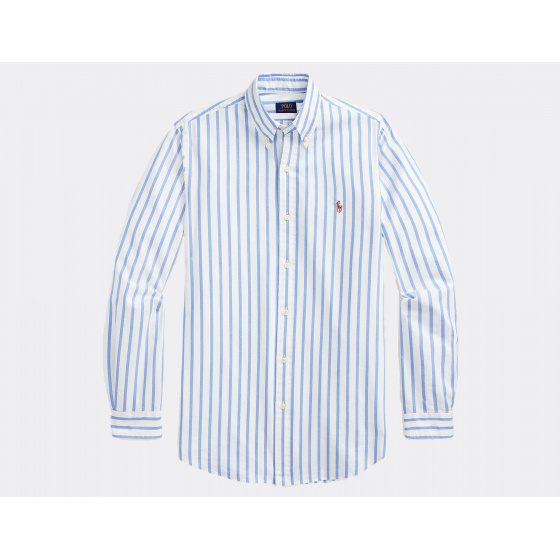Polo Ralph Lauren Custom Fit Striped Oxford Shirt Blue White