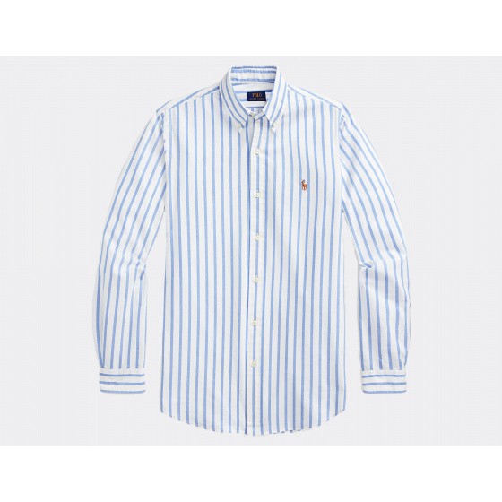 Polo Ralph Lauren Custom Fit Striped Oxford Shirt Blue White