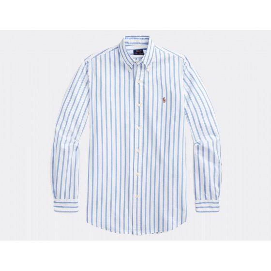 Polo Ralph Lauren Custom Fit Striped Oxford Shirt Blue White